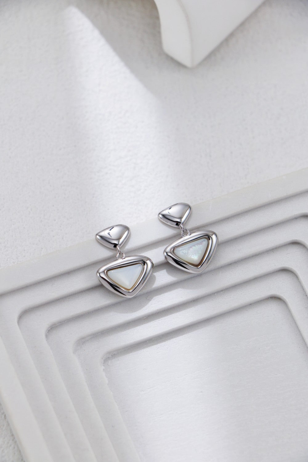 S925 Silver Triangle Mother of Pearl Earrings and Necklace Set
