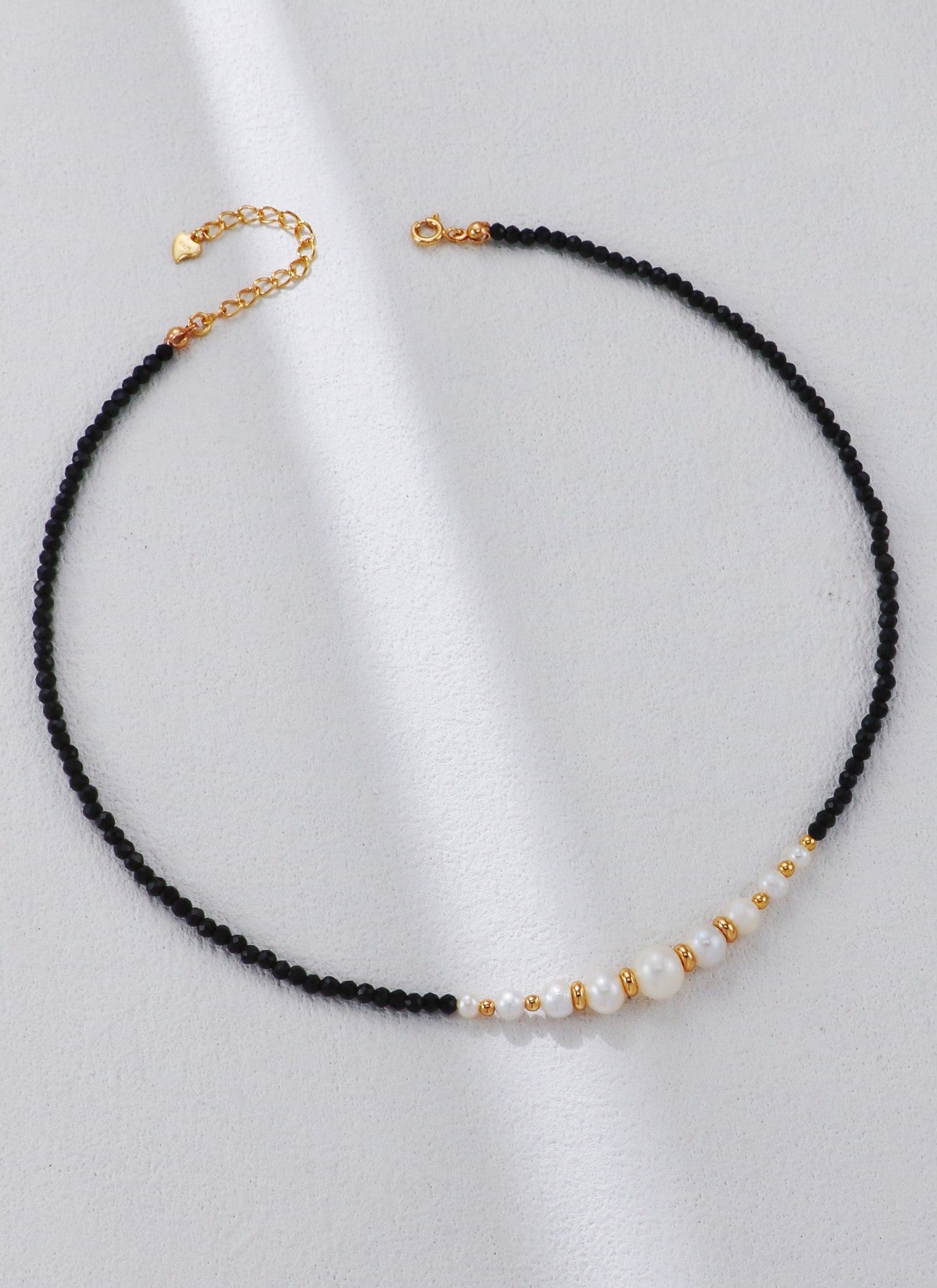 S925 Silver Vintage Gold Black Spinel & Pearl Earrings and Necklace Set