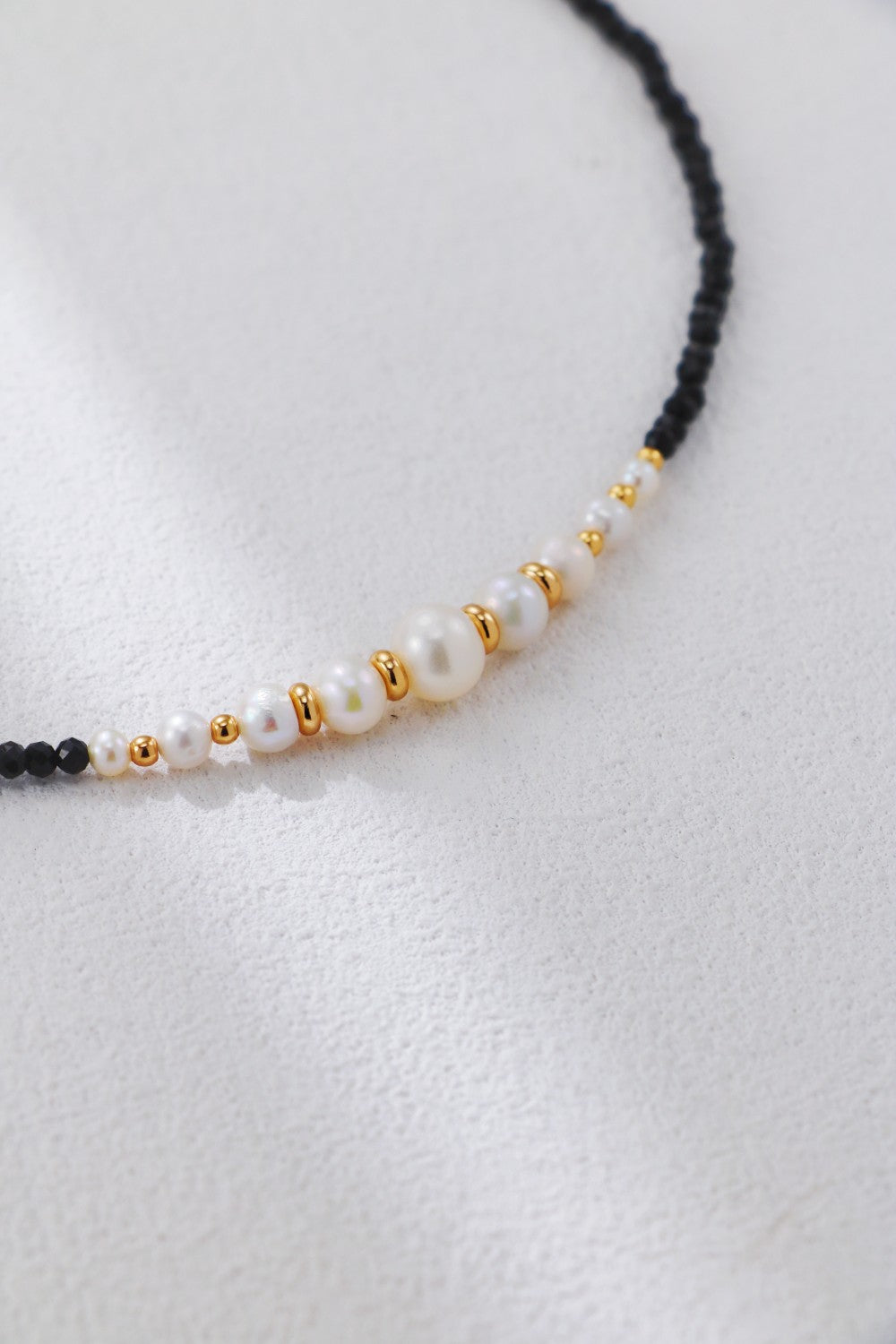 S925 Silver Vintage Gold Black Spinel & Pearl Earrings and Necklace Set