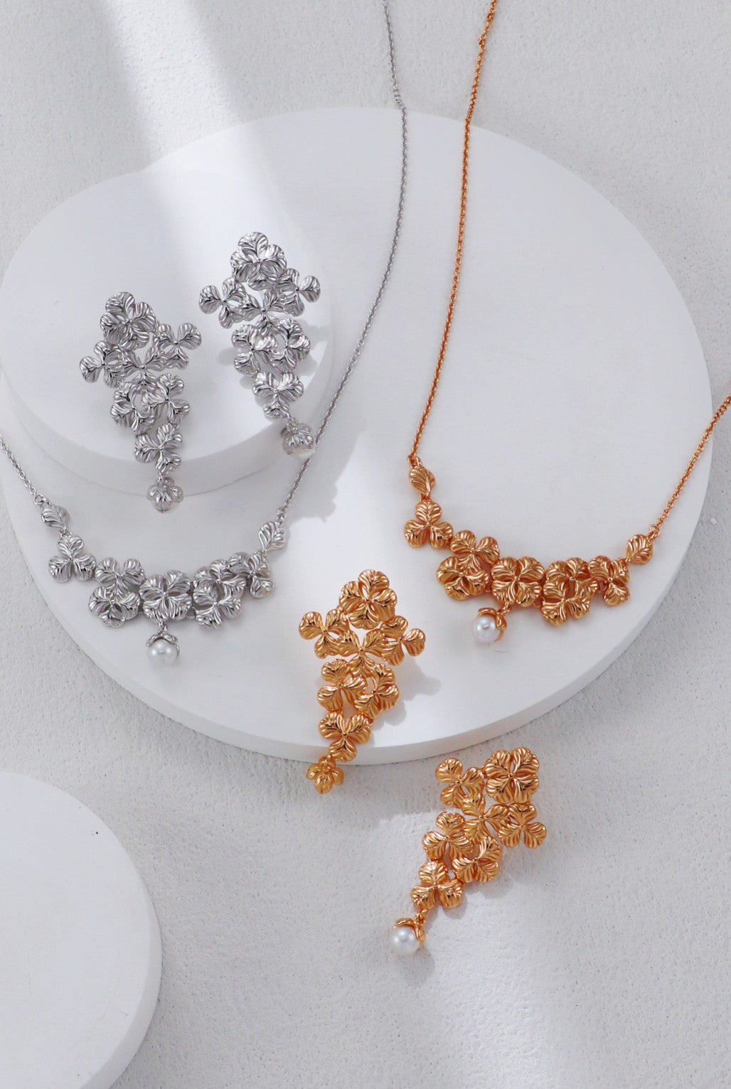 S925 Silver Prosperity Series Pearl Earrings and Necklace Set