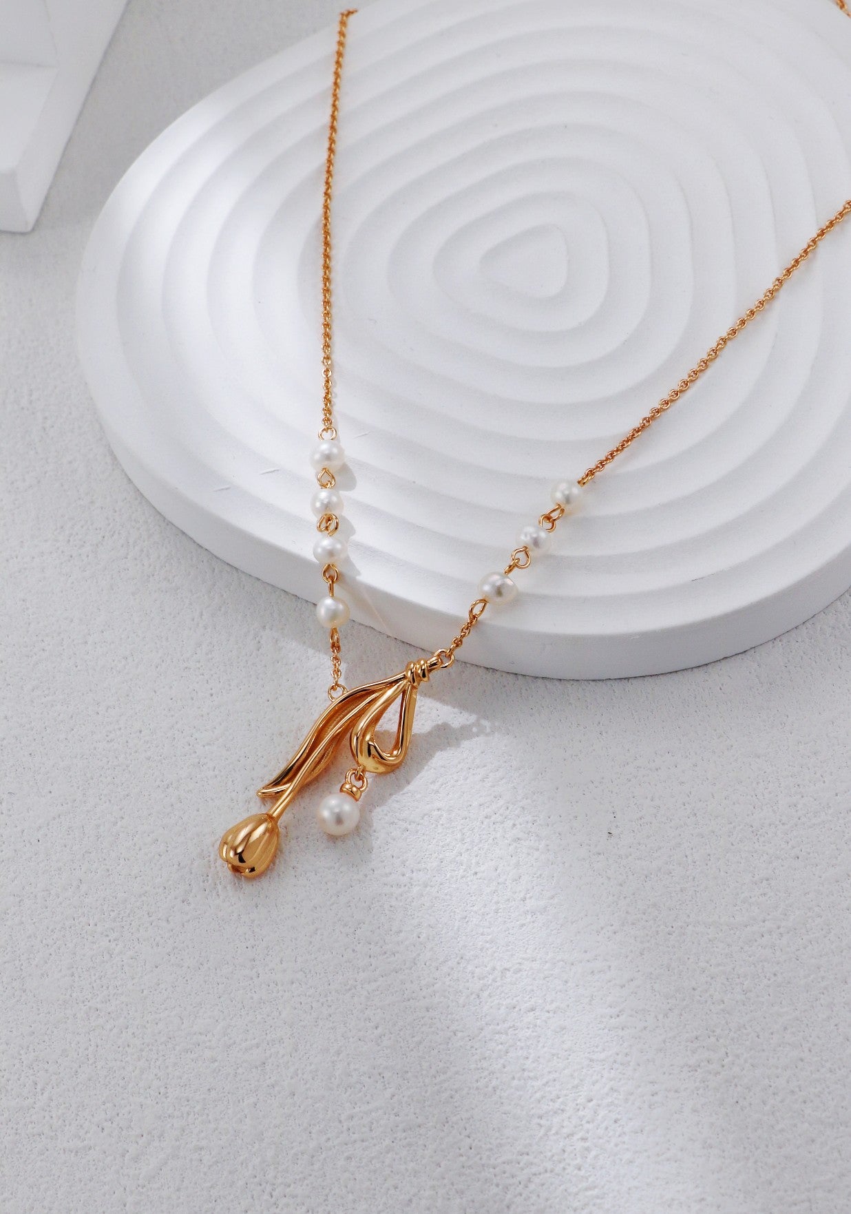 S925 Silver Tulip Pearl Jewelry Set
