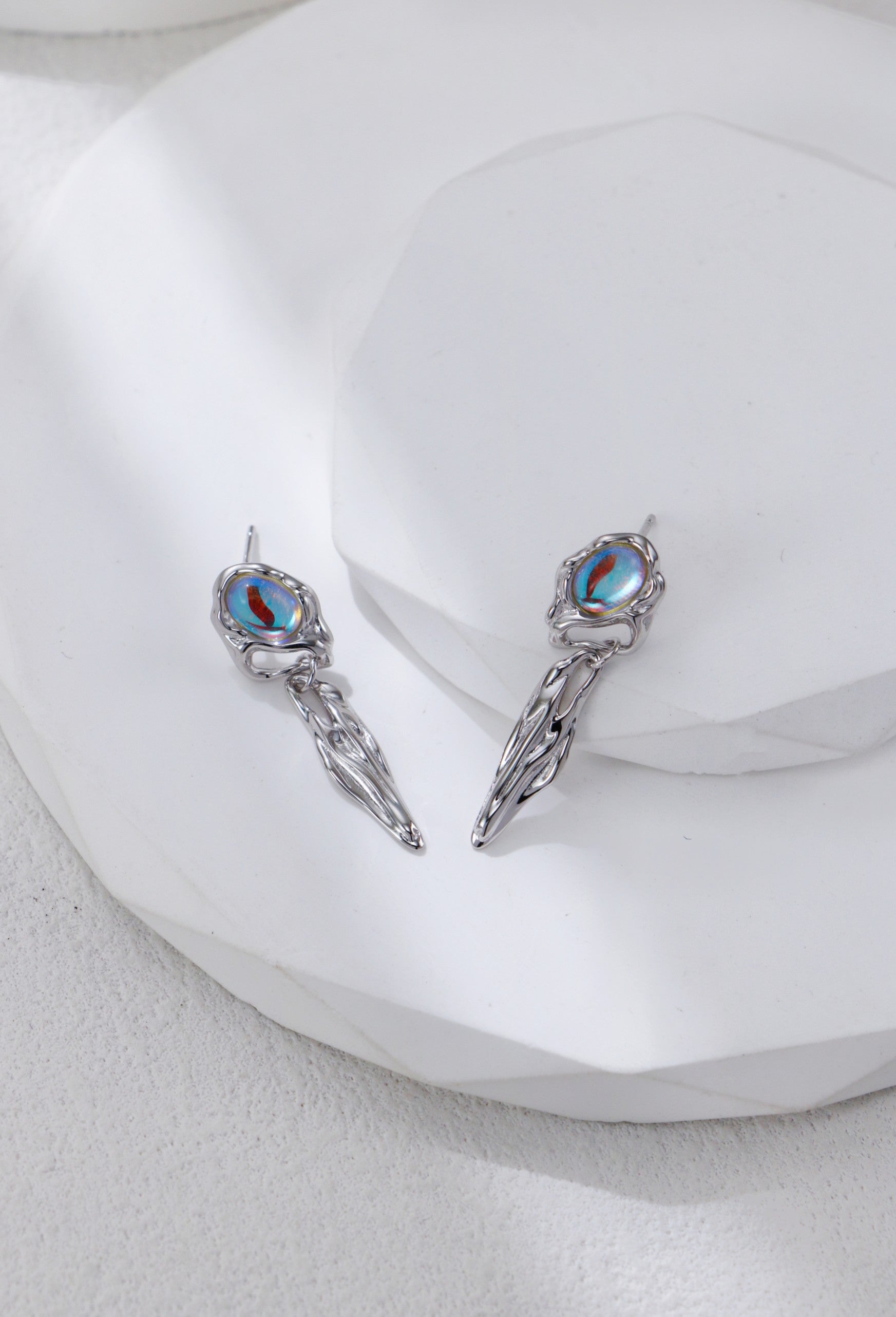 S925 Silver Moonstone Earrings and Necklace Set(Synthetic Moonstone)