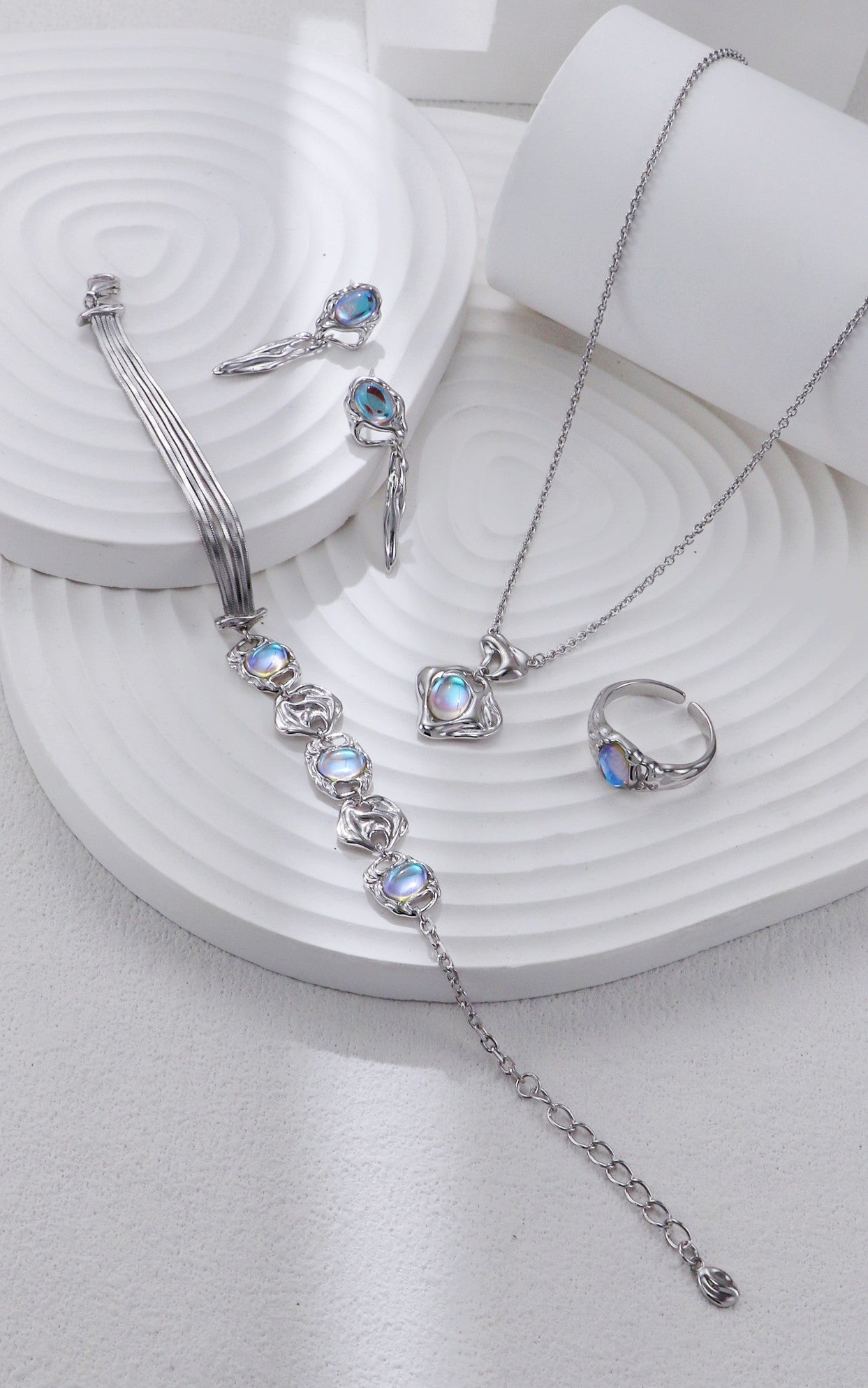 The Ethereal Aura Collection Set| Sterling Silver & Lab-Created Moonstone