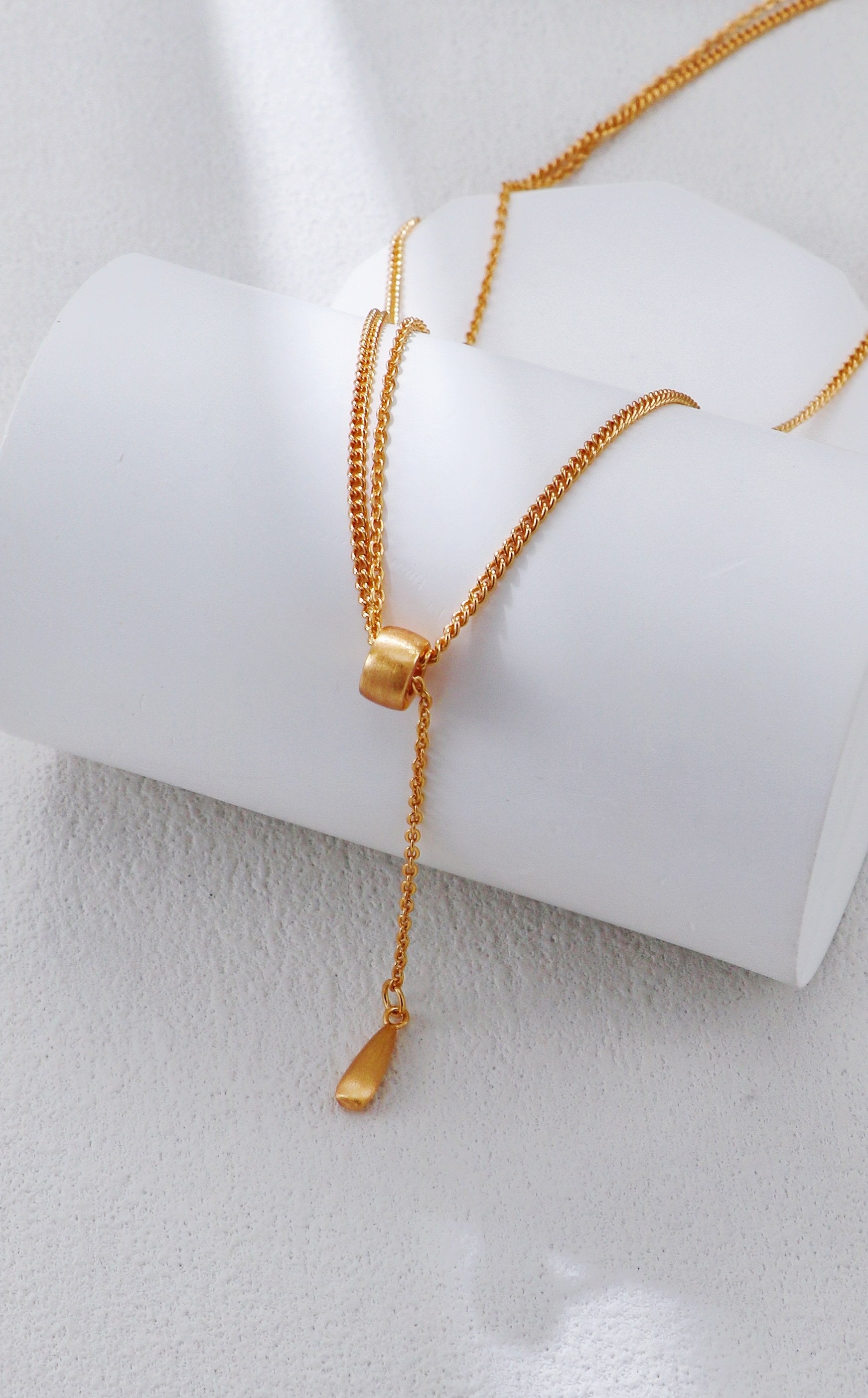 S925 Silver Double Layer Brushed Necklace