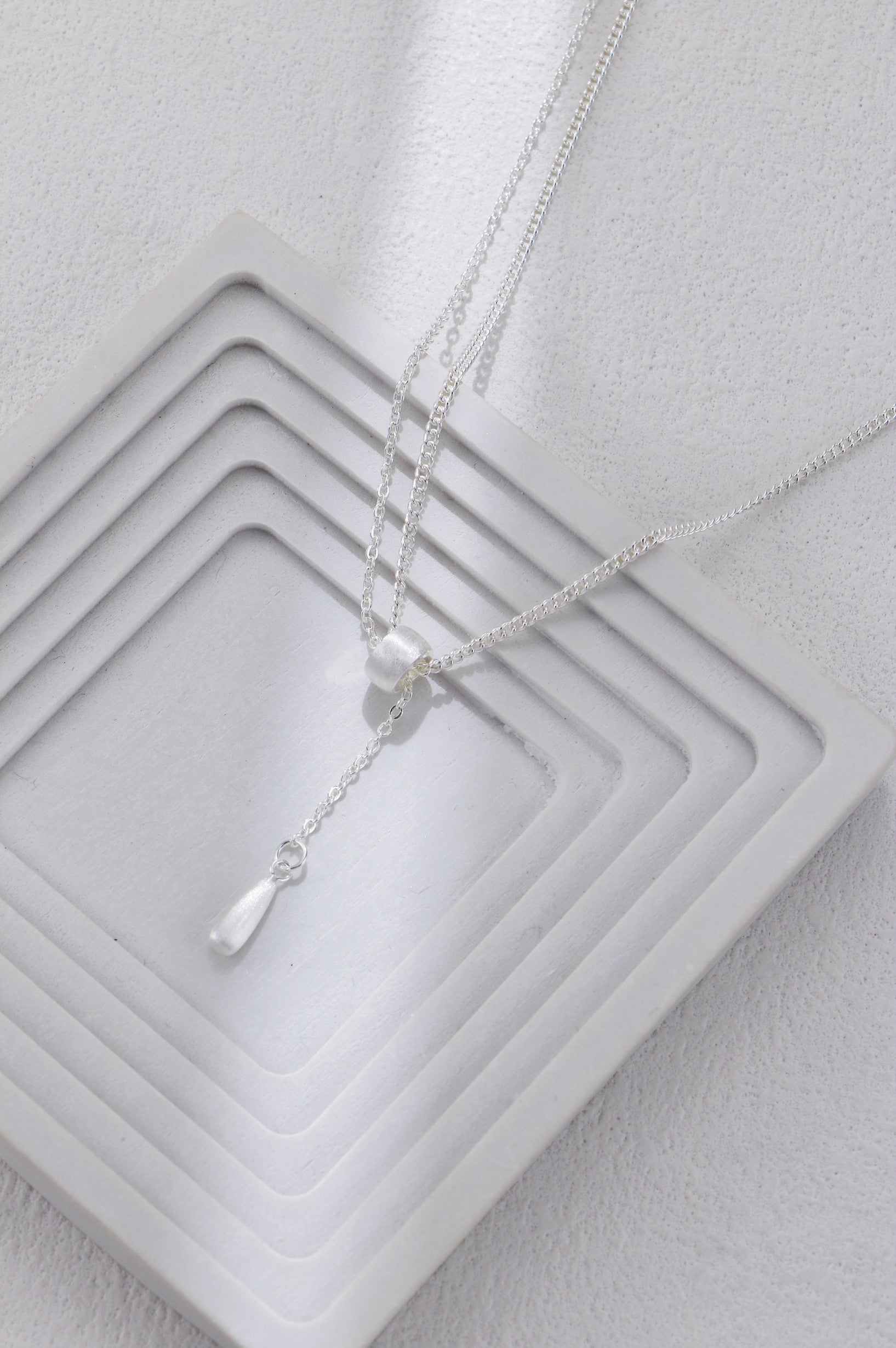 S925 Silver Double Layer Brushed Necklace
