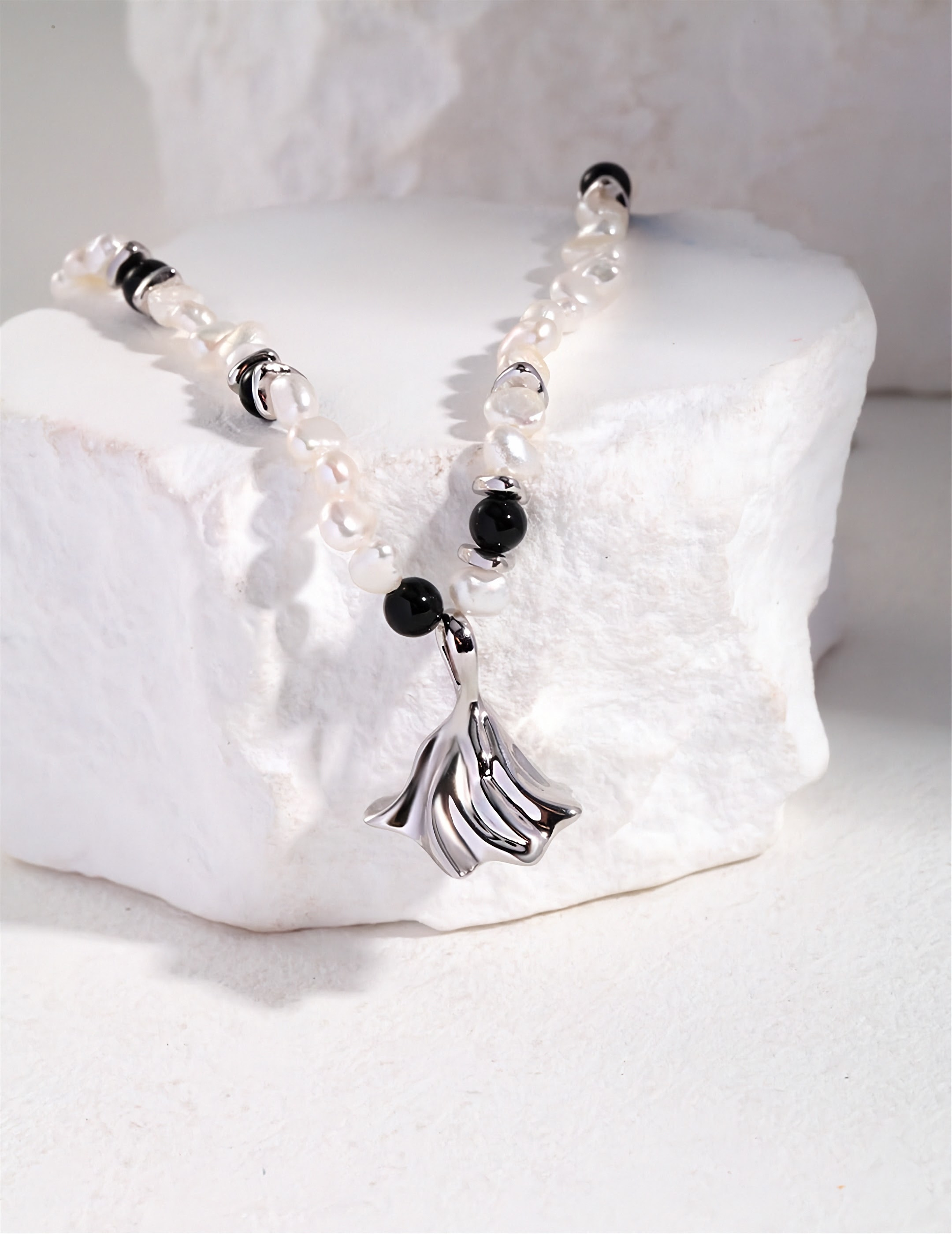 "Dance" Collection Sterling Silver Pearl Necklace