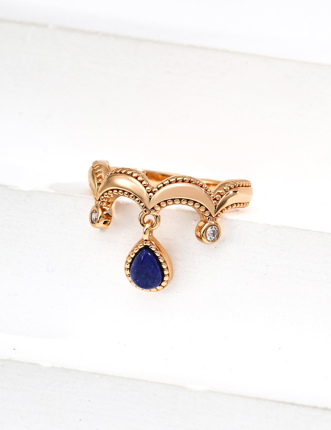 Sterling Silver Lapis Lazuli & Zircon Vintage Ring