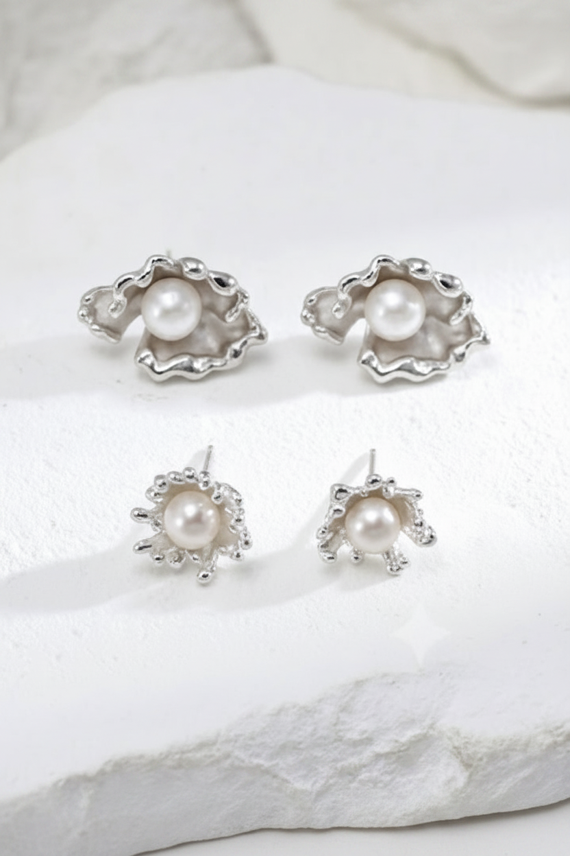 Sterling Silver Pearl Jewelry Set – view 8 – Sterling Arc Jewelry