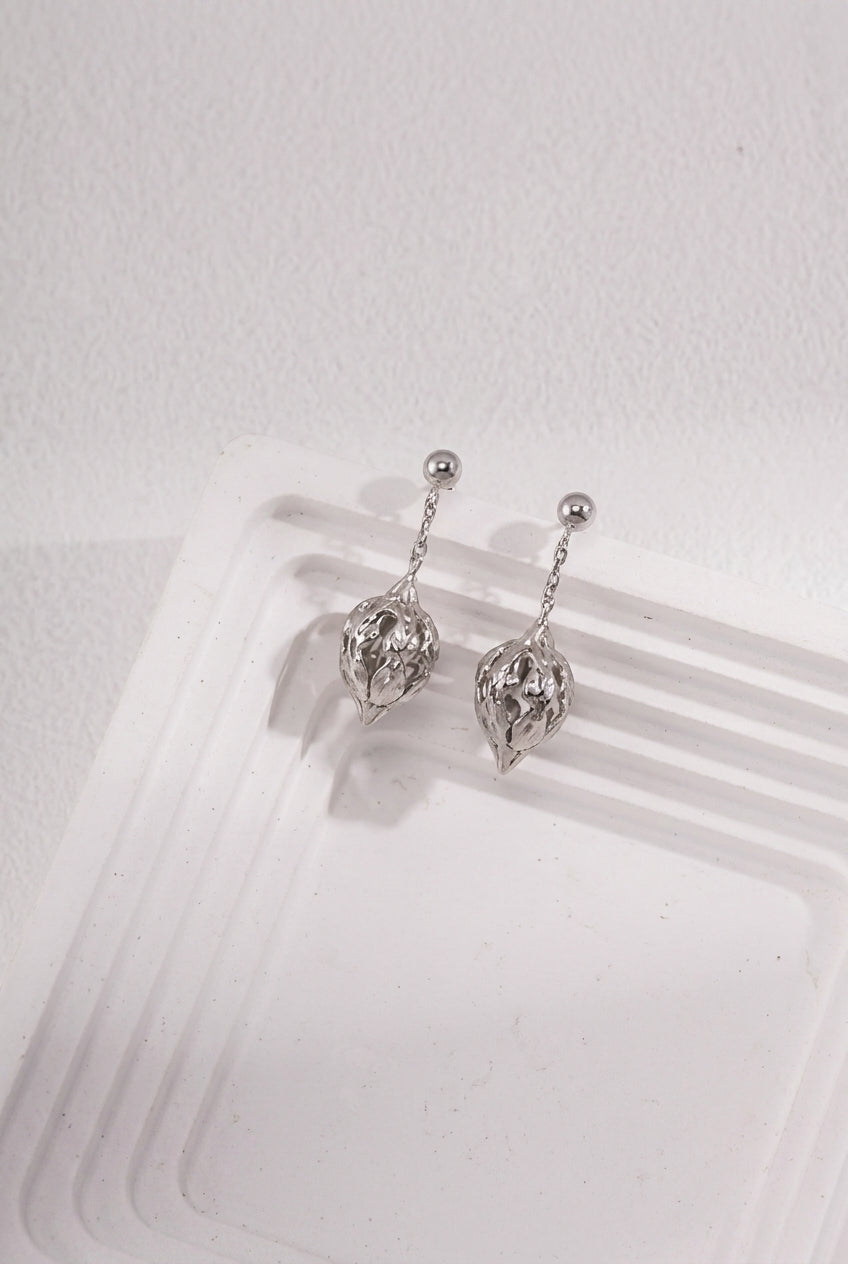 Sterling Silver Floral Cluster Pearl Earrings