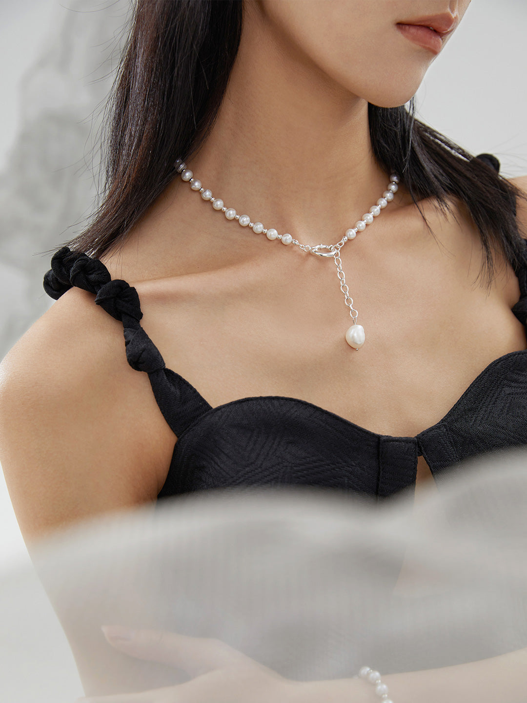 Pearl Restructured Series | Sterling Silver Pearl Necklace