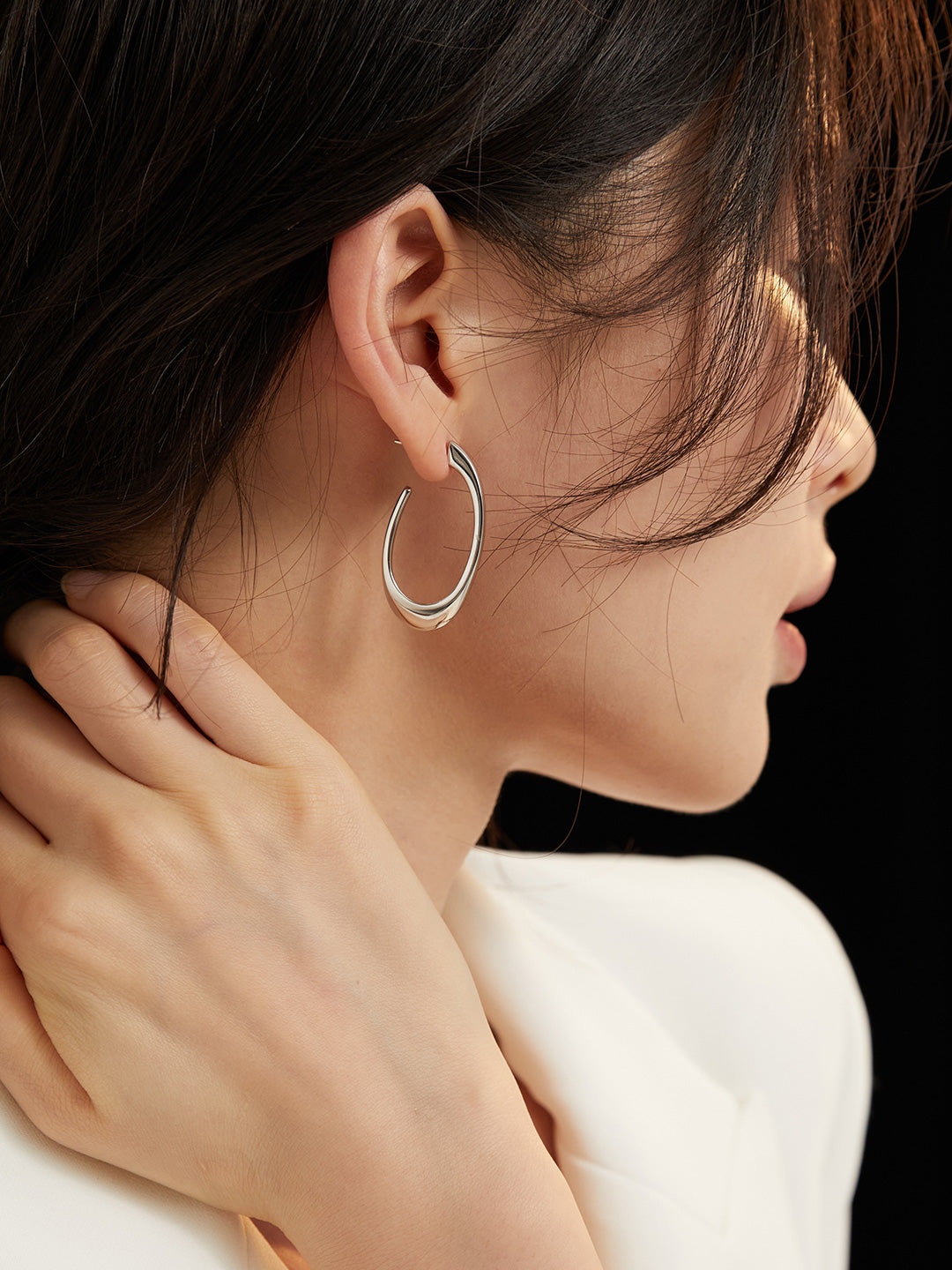 Minimalist Curve Sterling Silver Earrings | Modern Sleek Statement