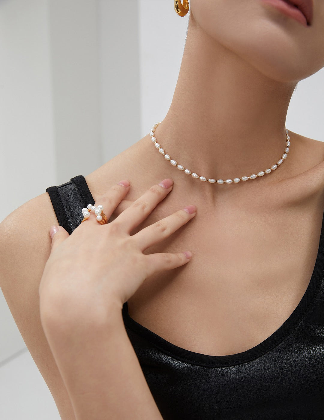 Sterling Silver Pearl Choker Necklace