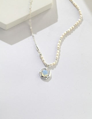 The Alpine Oasis Collection | Fluid Sterling Silver & Blue Opal Necklace