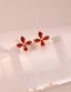 Chinese Red Enamel Flower Earrings|Sterling Silver Vibrant Bloom