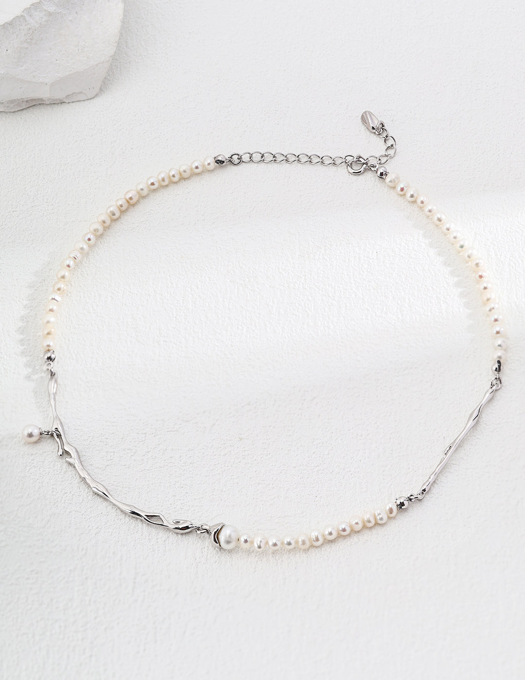 Fluid Sterling Silver & Natural Pearl Necklace