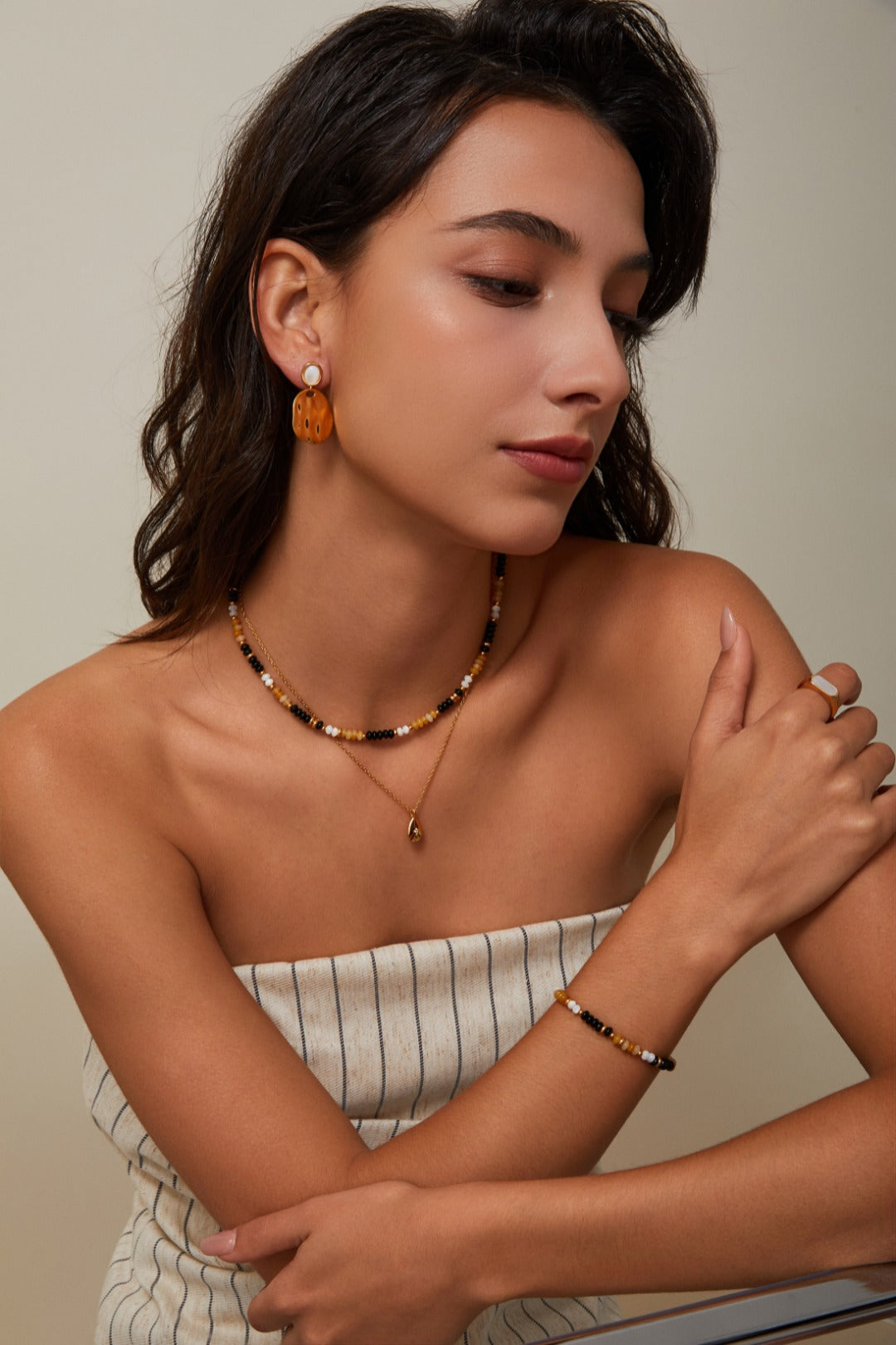 S925 Silver Colorful Stone Necklace & Bracelet Set