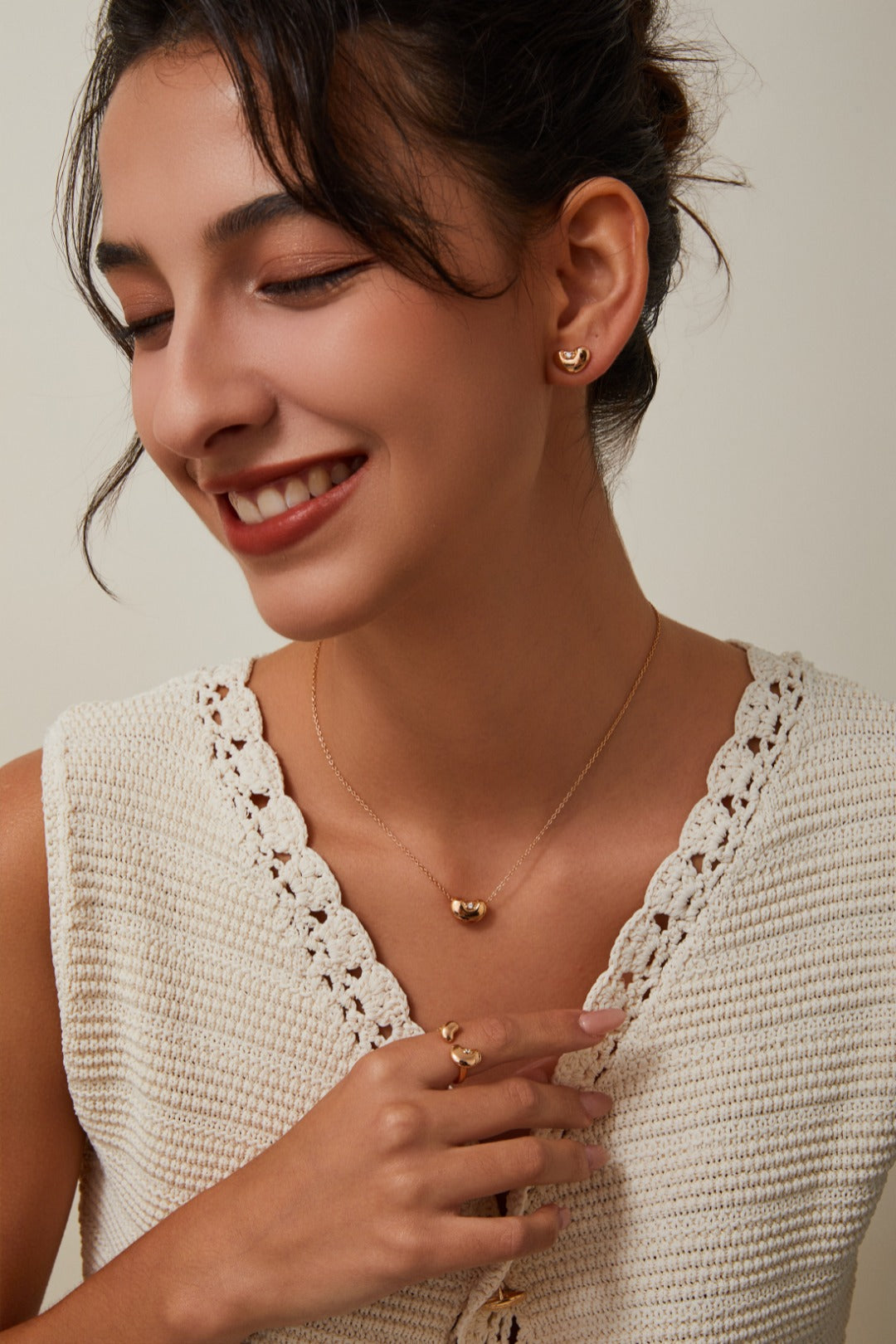 S925 Silver Love Bean Zircon Jewelry Set