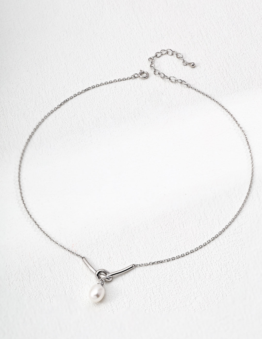 The Celestial Knot Collection | Delicate Double Pearl & Sterling Silver Necklace