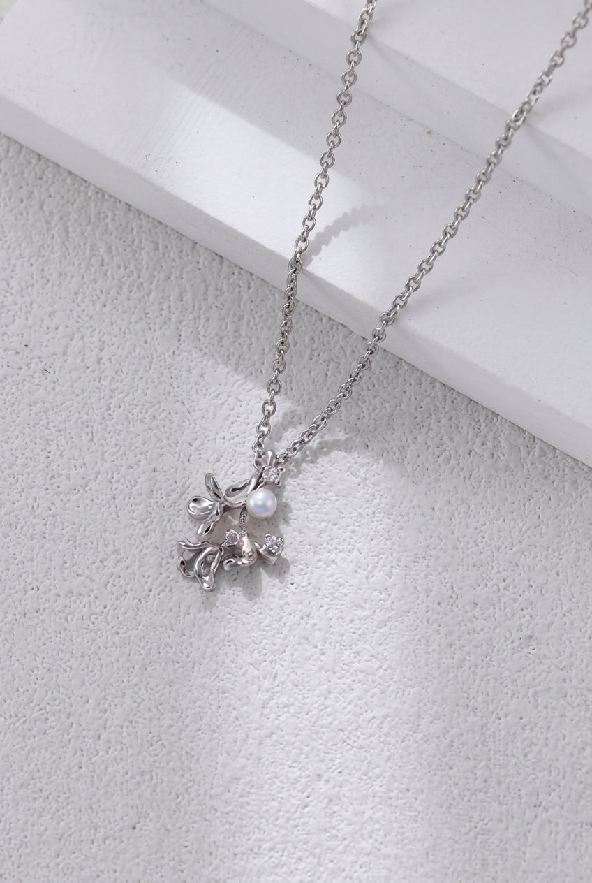 Sterling Silver Sweet Osmanthus Pearl Necklace