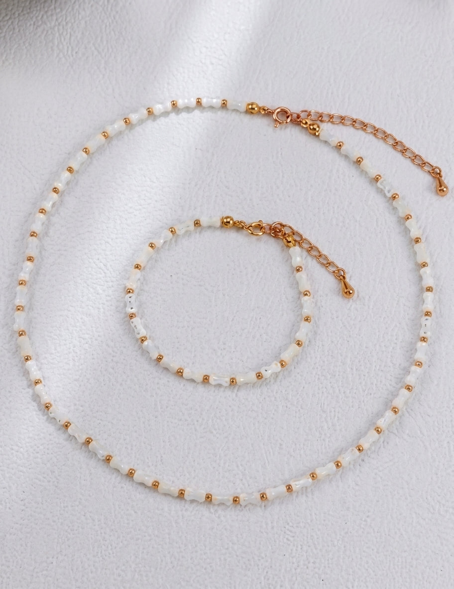 Sterling Silver White Shell Set