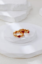 S925 Silver Vintage Gold Red Enamel Earrings