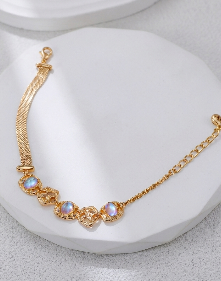 Sterling Silver Moonstone Bracelet and Earring Set(Synthetic Moonstone) – view 12