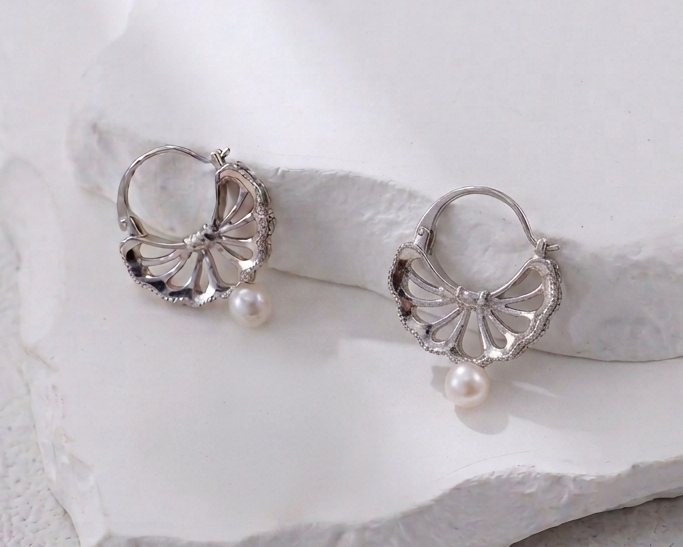 Sterling Silver Spirit Feather Collection Pearl Necklace and Earrings Set – view 10