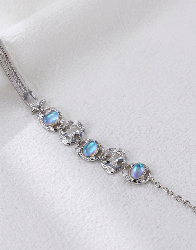 Sterling Silver Moonstone Bracelet and Earring Set(Synthetic Moonstone) – view 9