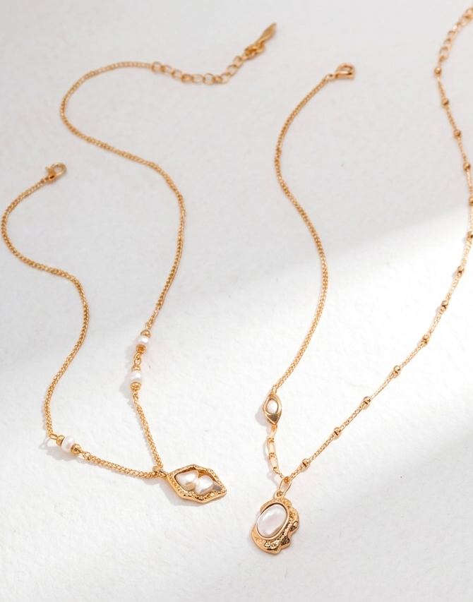 Natural Mother-of-Pearl Lava Fluid Series Sterling Silver Bracelet and Necklace Set – view 5