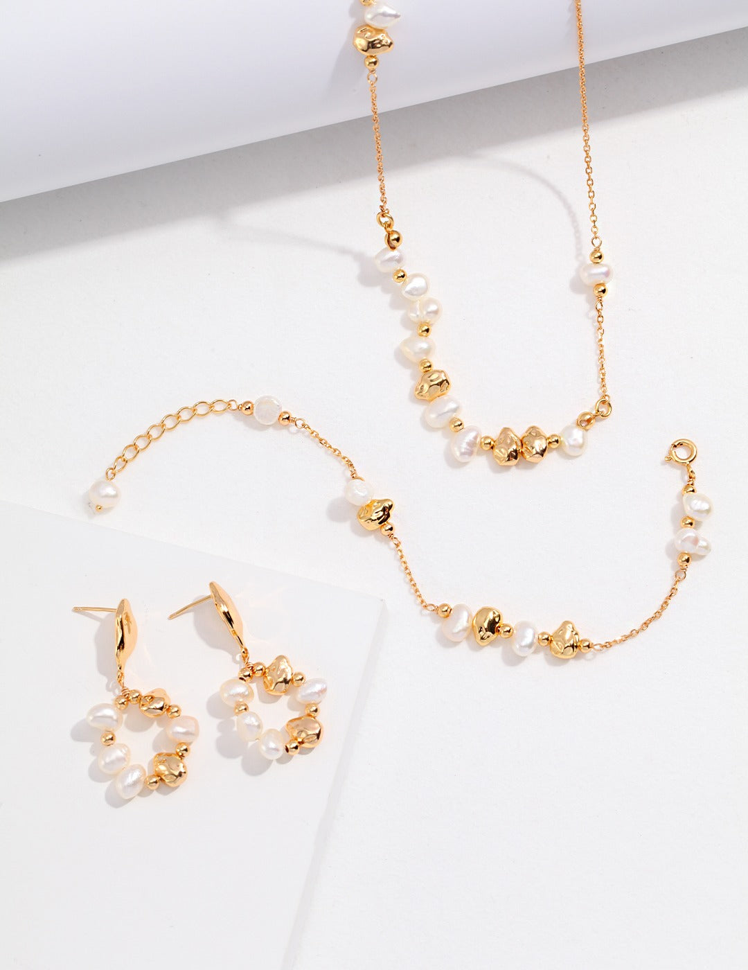Minimalist Sterling Silver & Freshwater Pearl Set