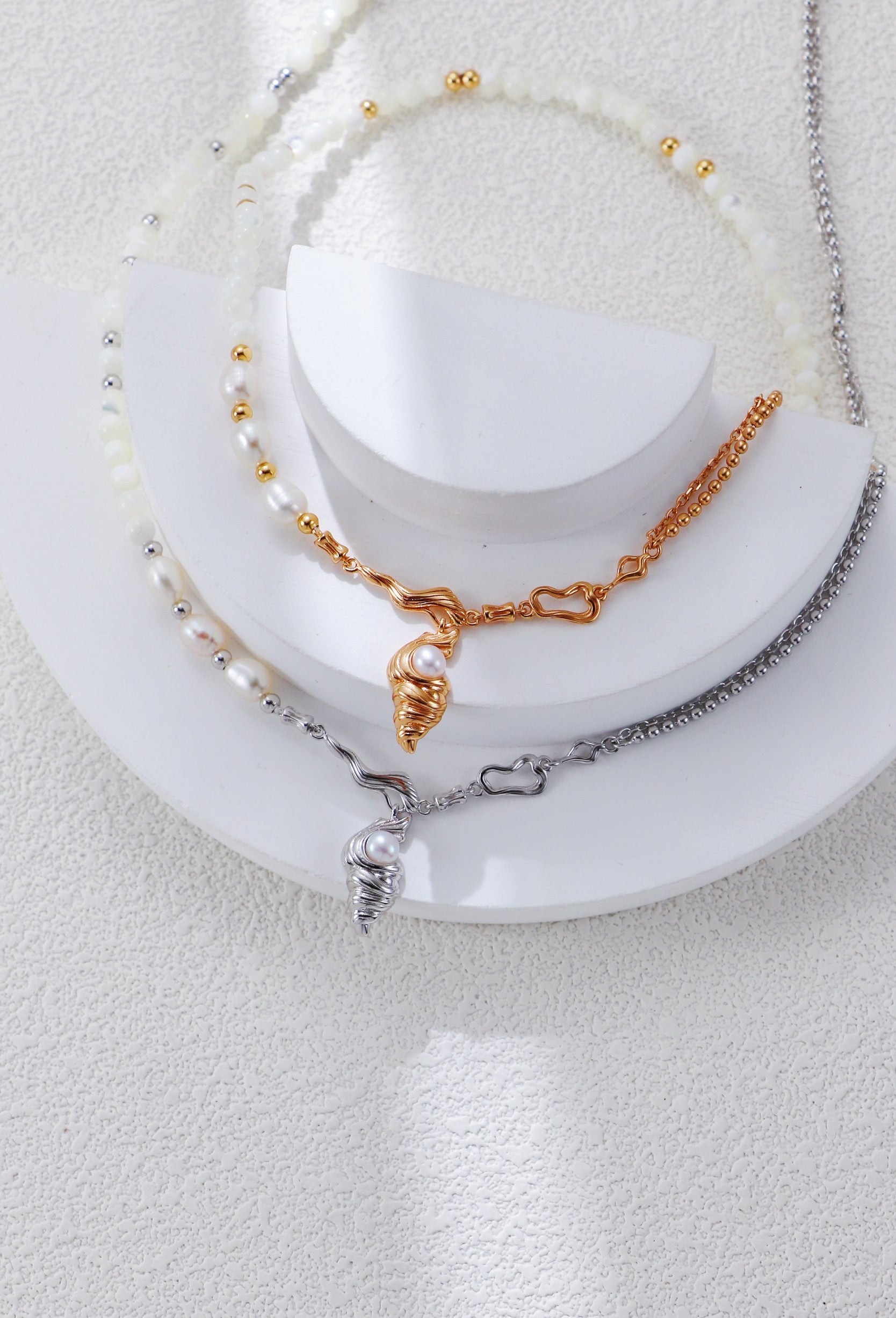 S925 Silver Conch Pearl Necklace