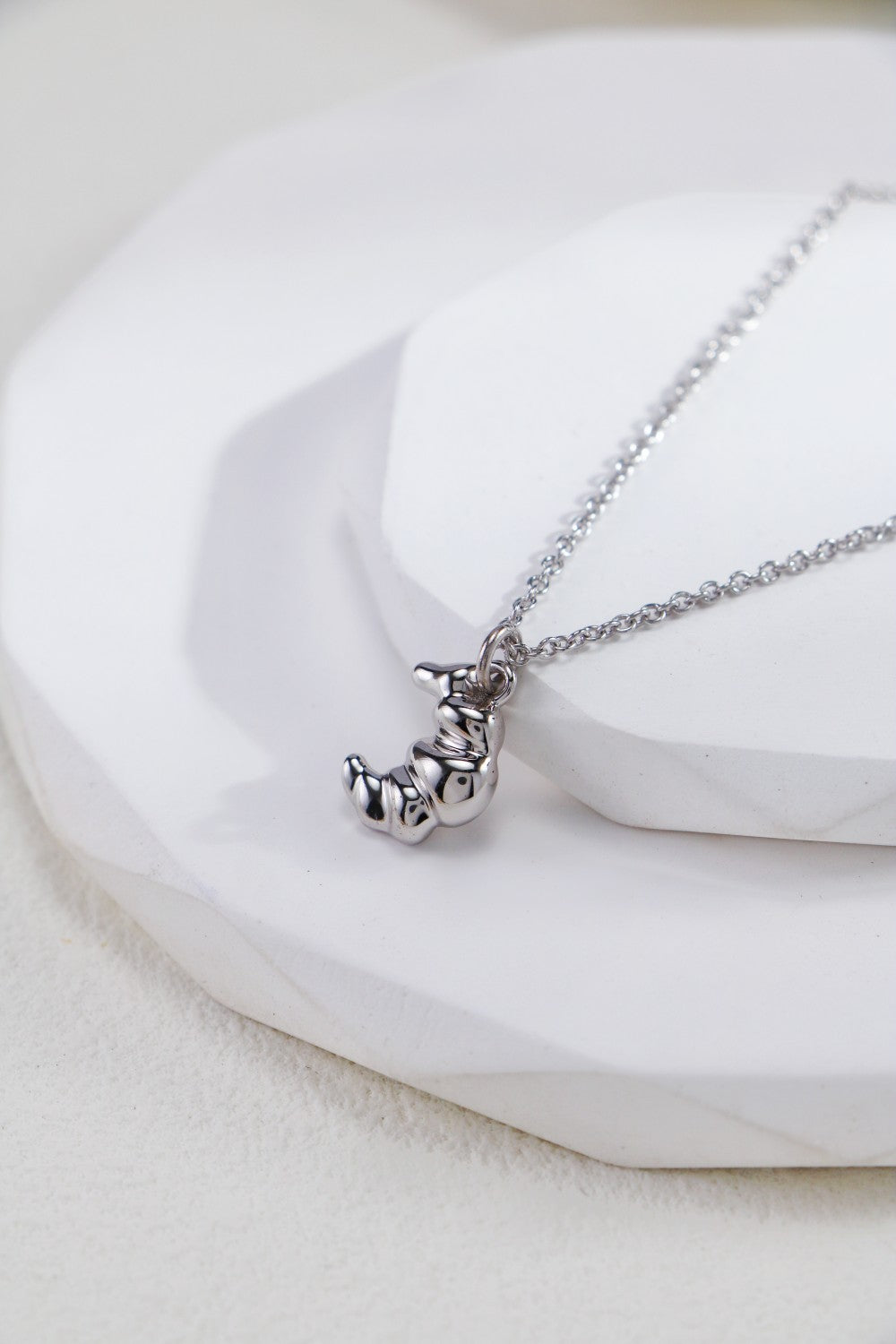 S925 Silver Croissant Necklace & Earrings Set