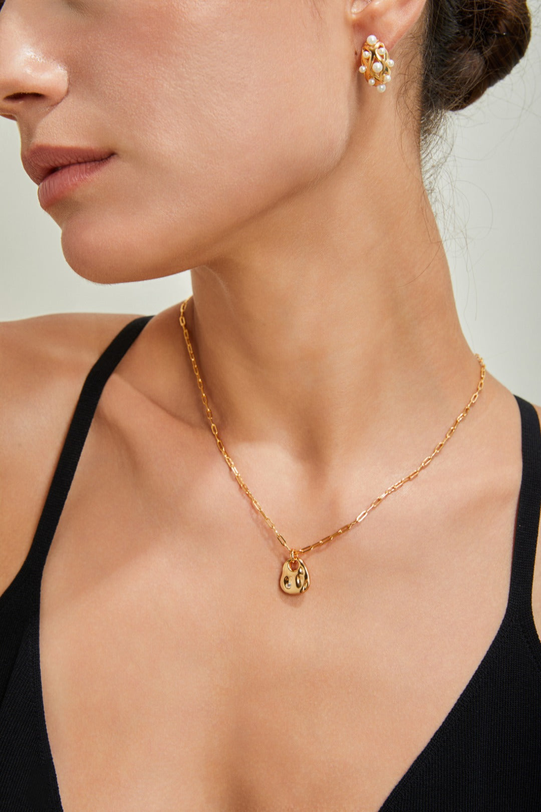 S925 Silver Fashion Hammered Texture Zircon Necklace