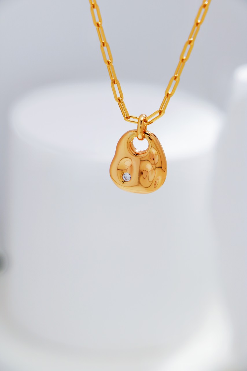 S925 Silver Fashion Hammered Texture Zircon Necklace