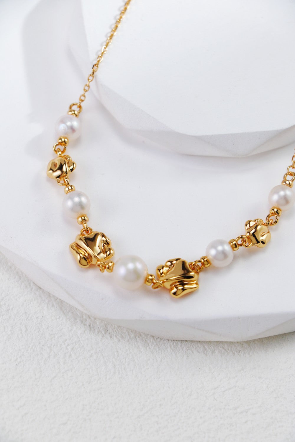 S925 Silver Molten Gold Pearl Collection Jewelry Set
