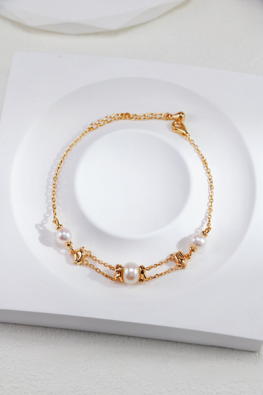 S925 Silver Molten Gold Pearl Collection Jewelry Set