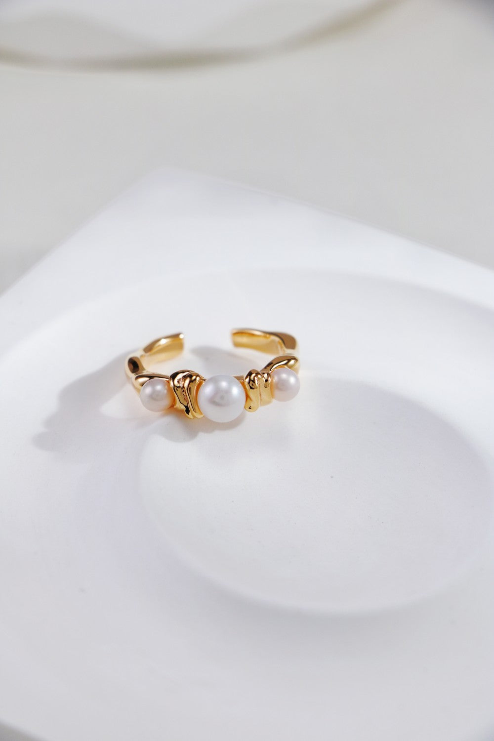 S925 Silver Molten Gold Pearl Collection Jewelry Set