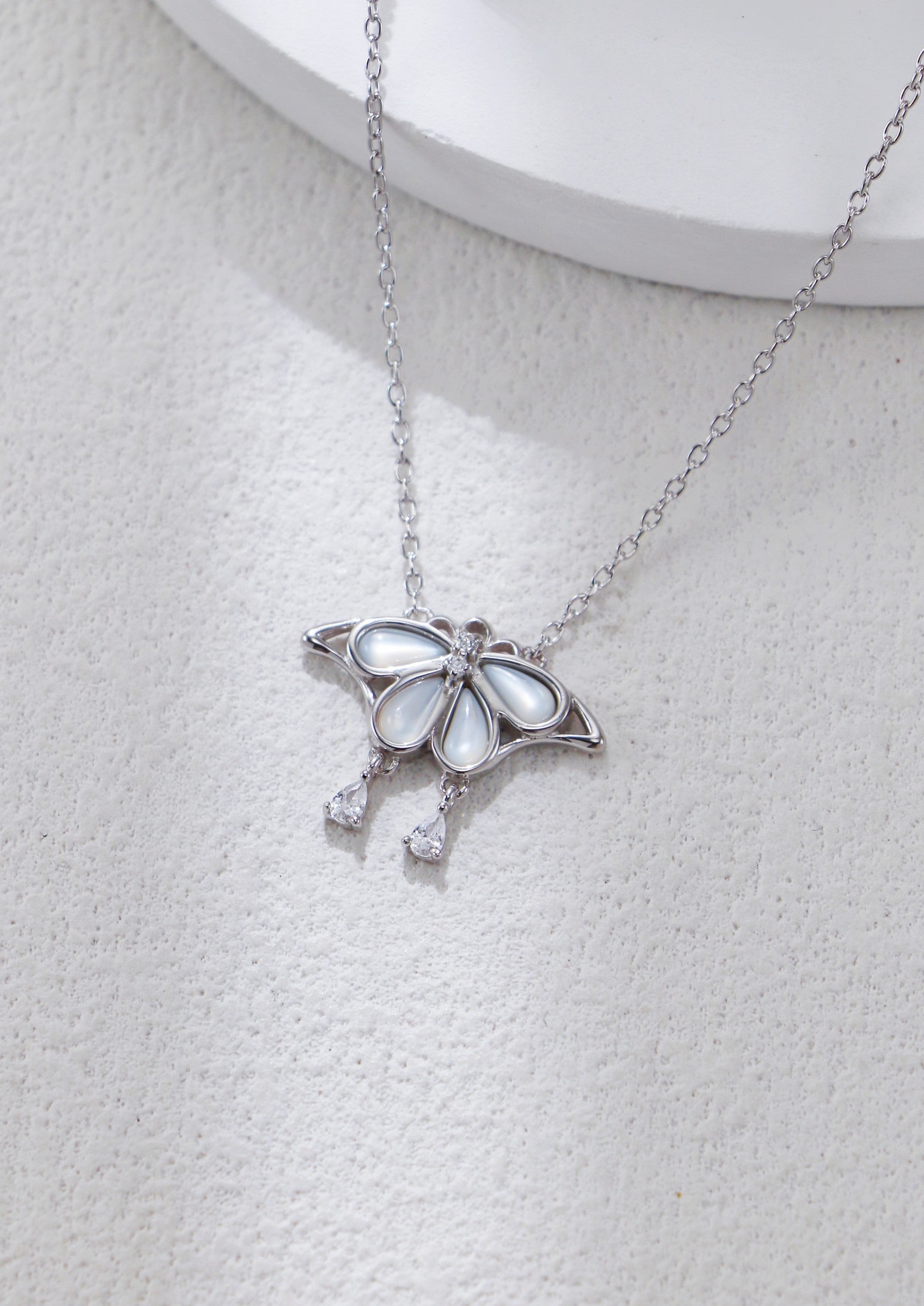 S925 Silver Mother-of-Pearl Butterfly Necklace