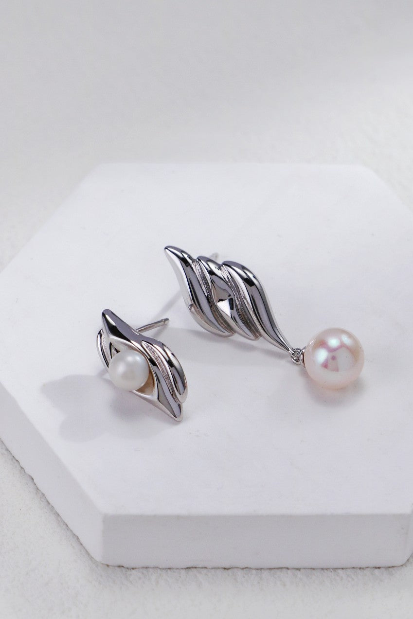 S925 Silver Pearl Necklace & Earrings Set