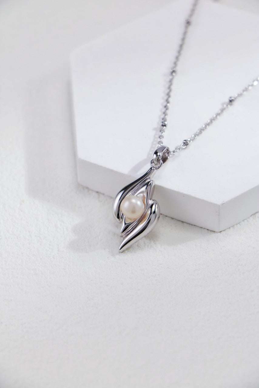 S925 Silver Pearl Necklace & Earrings Set