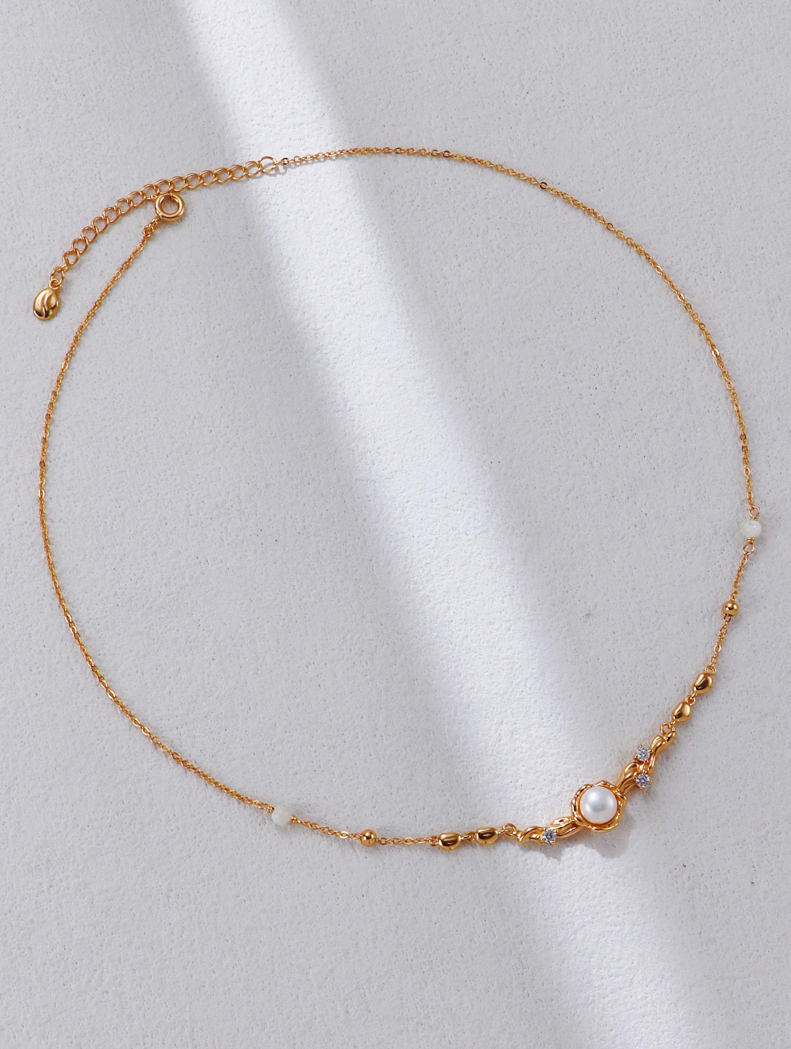 S925 Silver Pearl Zircon Necklace