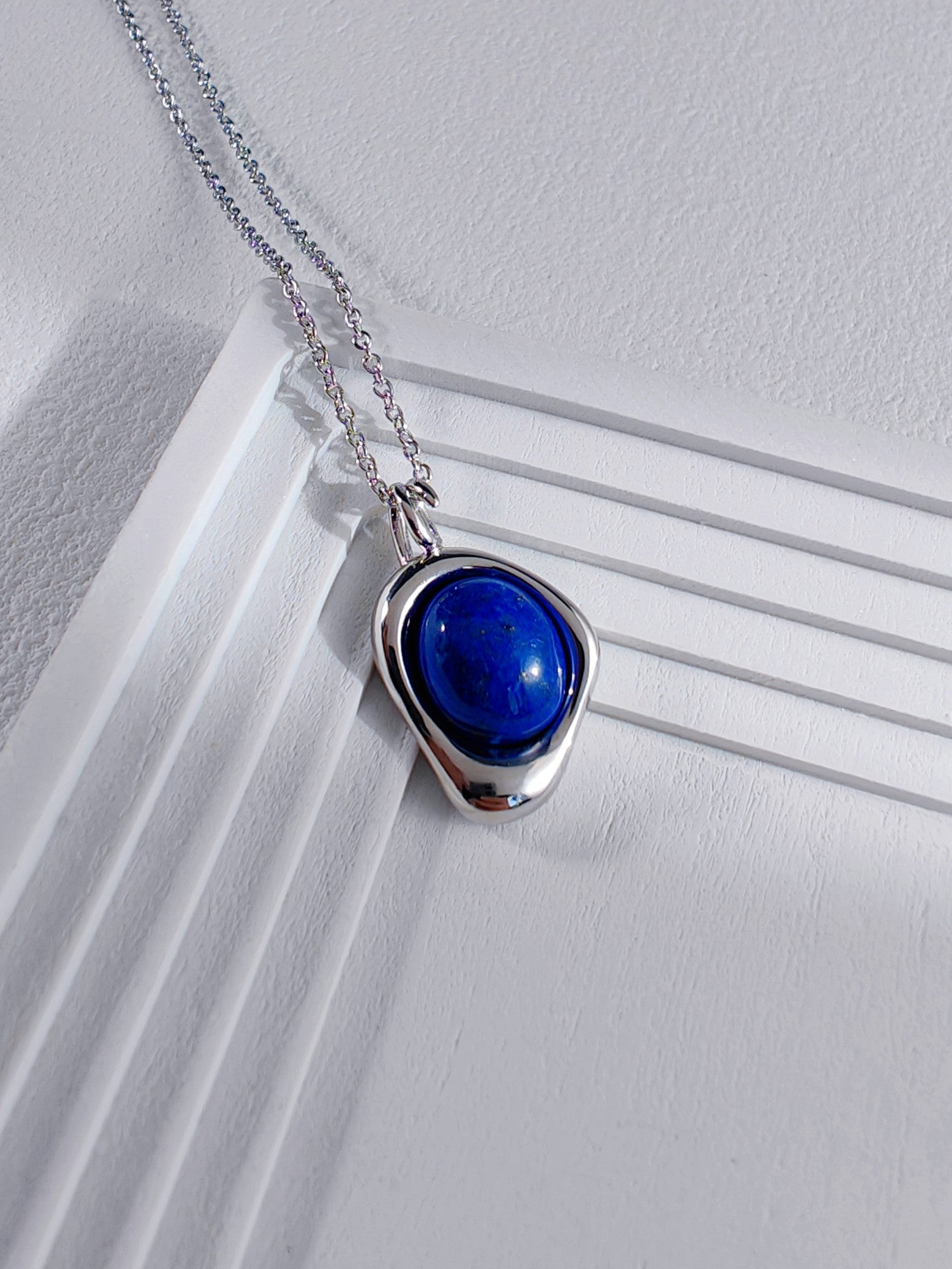 S925 Silver (Platinum/Rose Gold Plated) Lapis Lazuli Necklace