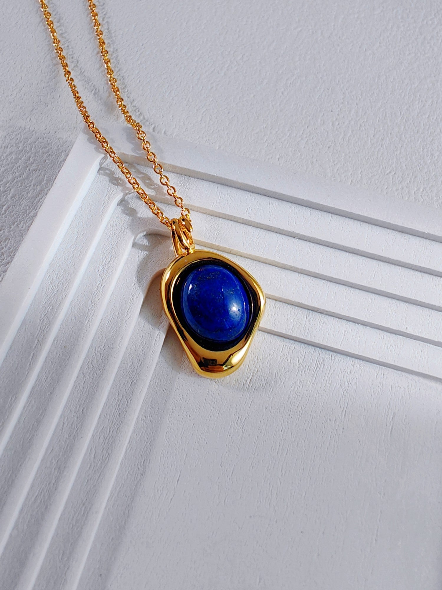 S925 Silver (Platinum/Rose Gold Plated) Lapis Lazuli Necklace