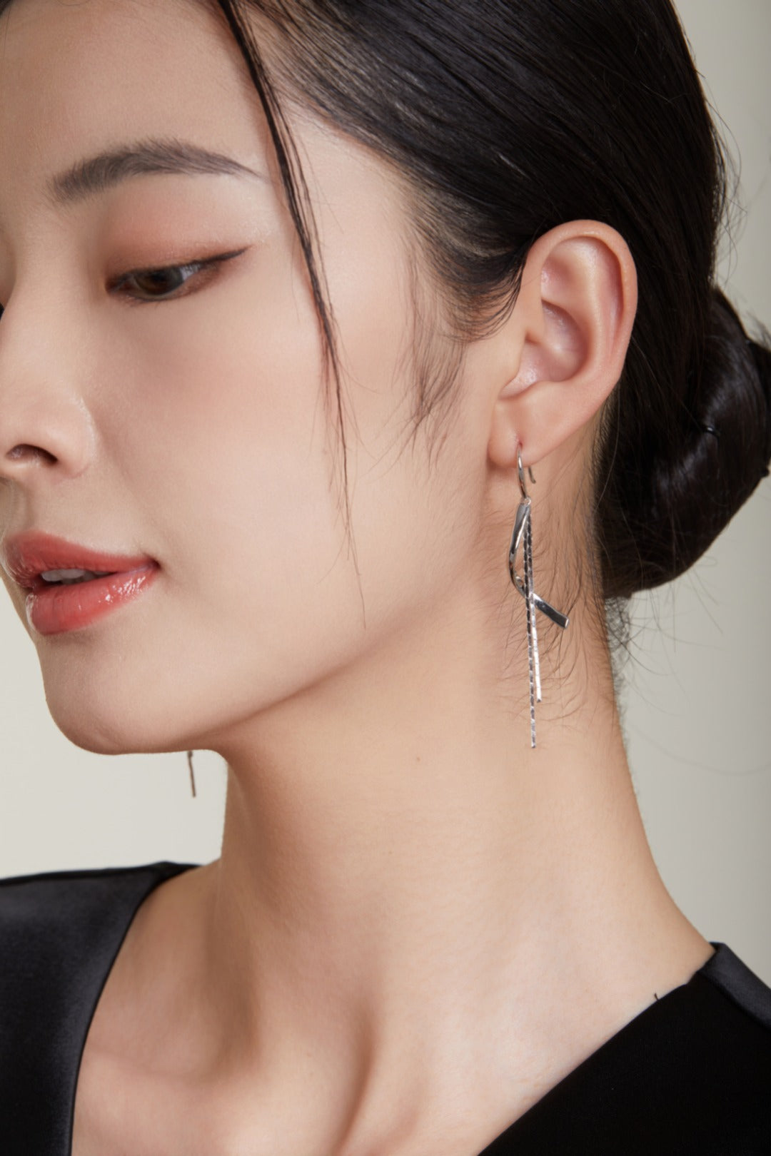 S925 Silver Tassel Earrings | Modern Geometric Flow