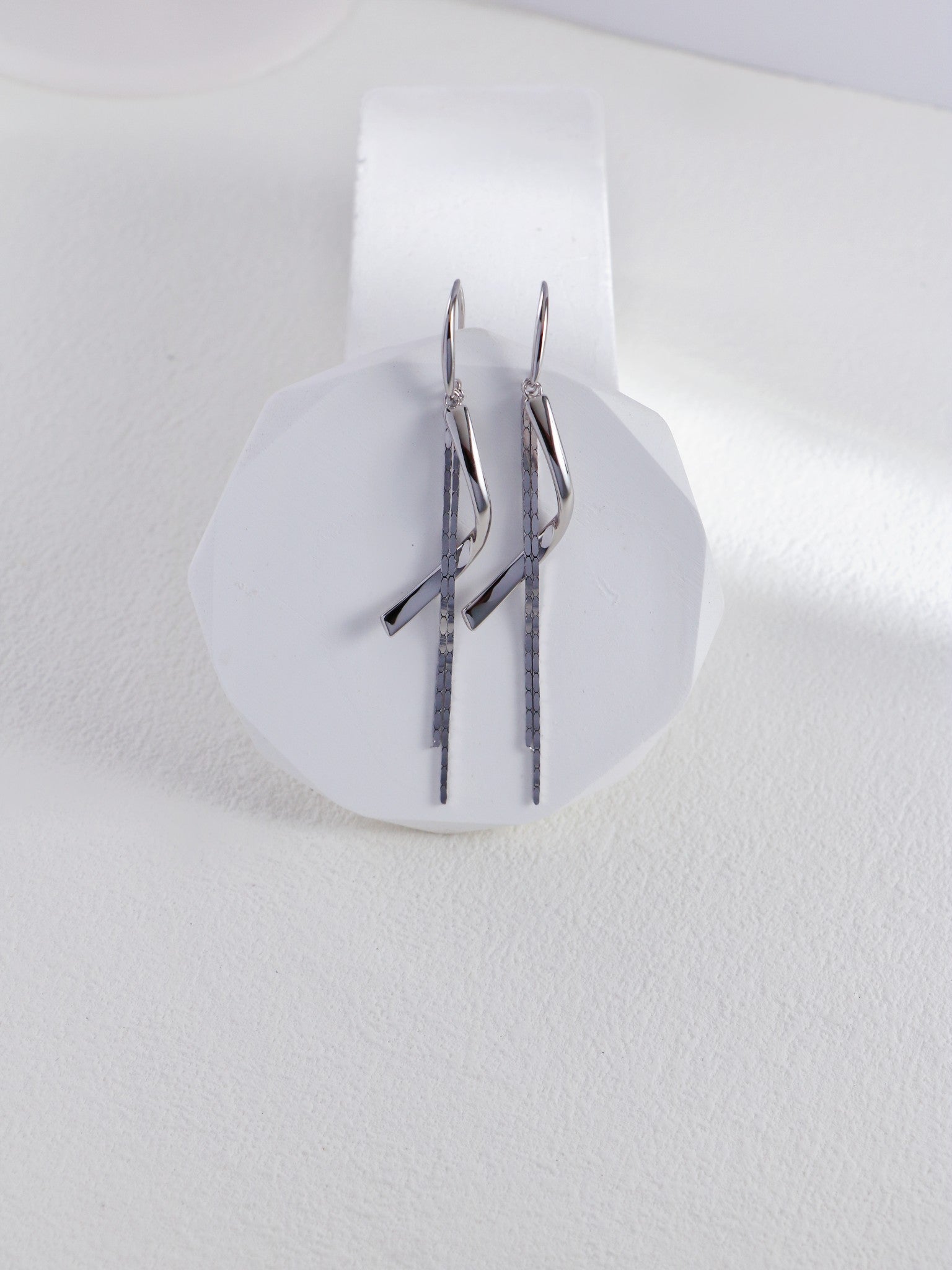 S925 Silver Tassel Earrings | Modern Geometric Flow