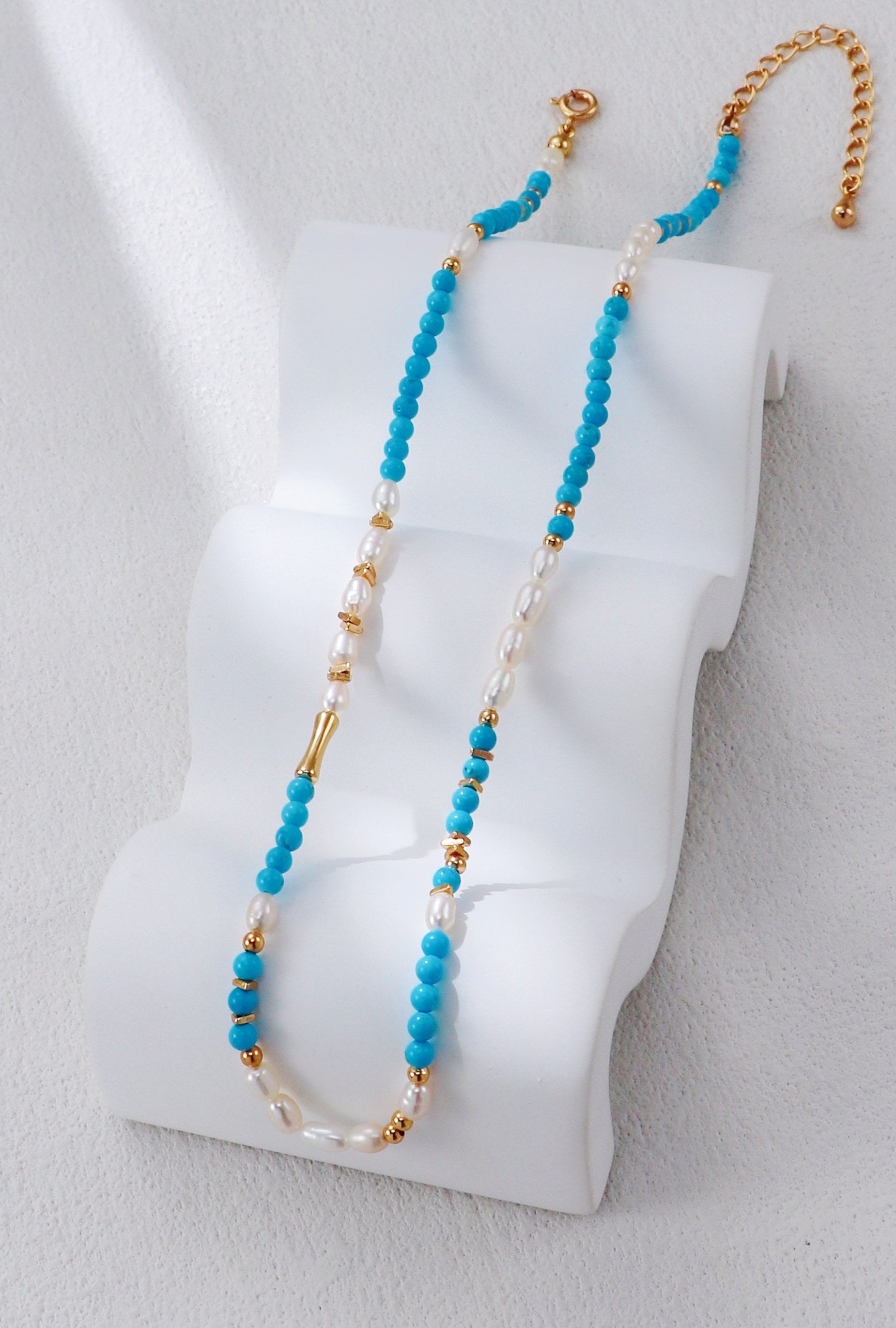 S925 Silver Turquoise & Pearl Necklace