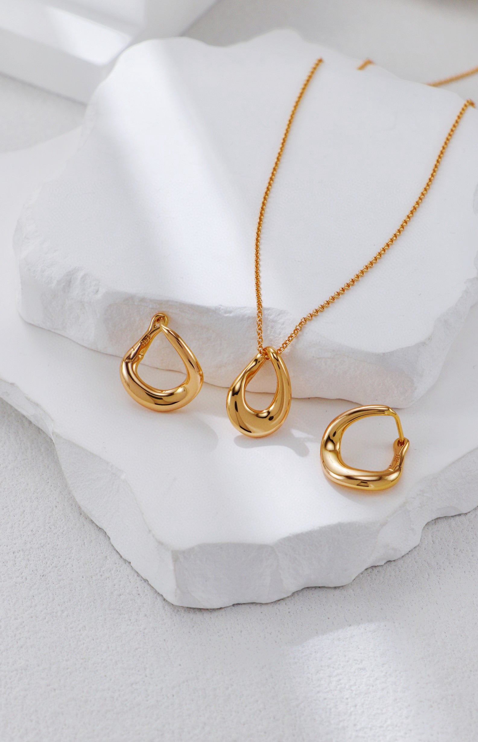 S925 Silver Twisted Minimalist Necklace and Earrings Set