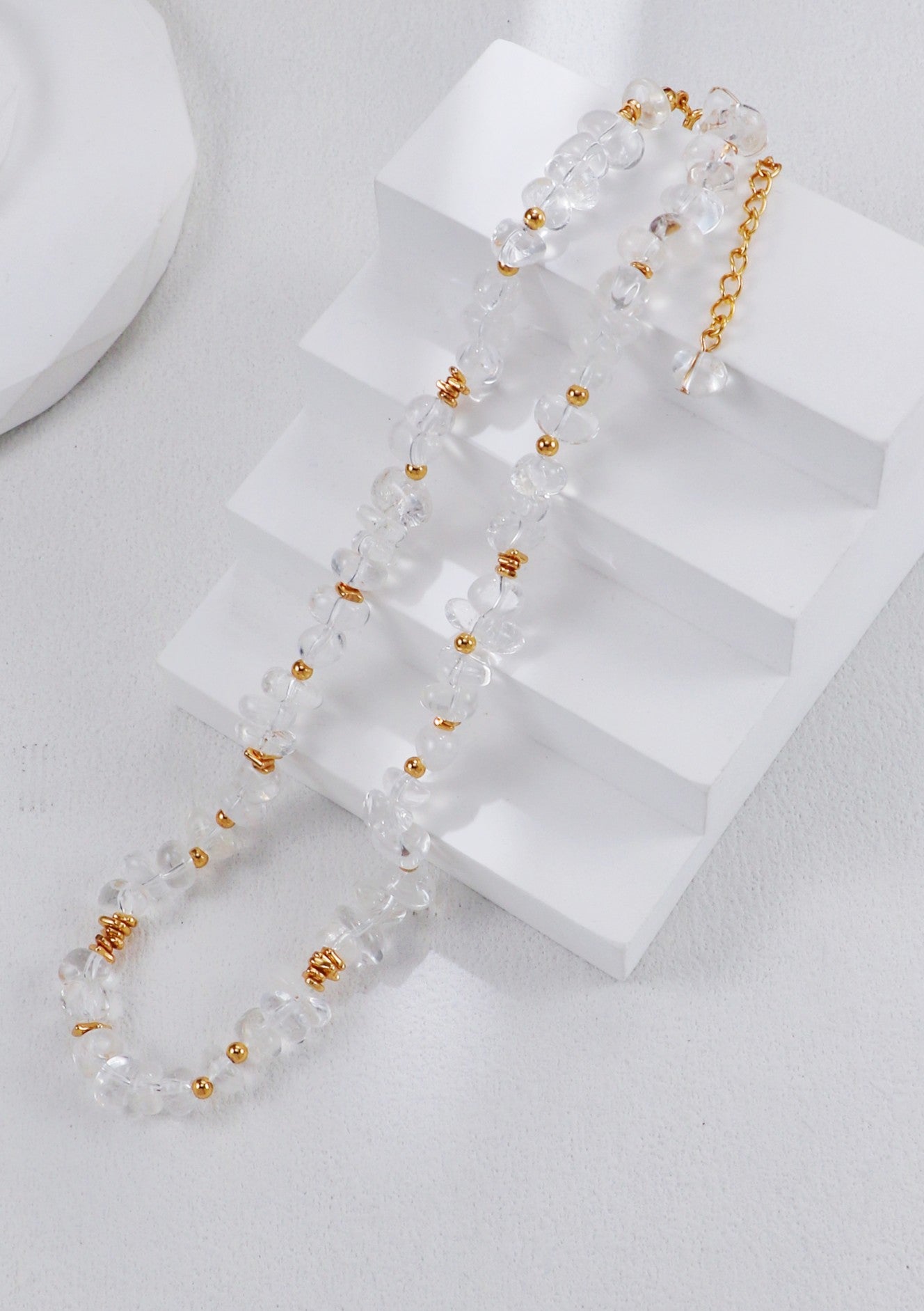 S925 Silver Vintage Gold Crystal Necklace and Bracelet Set