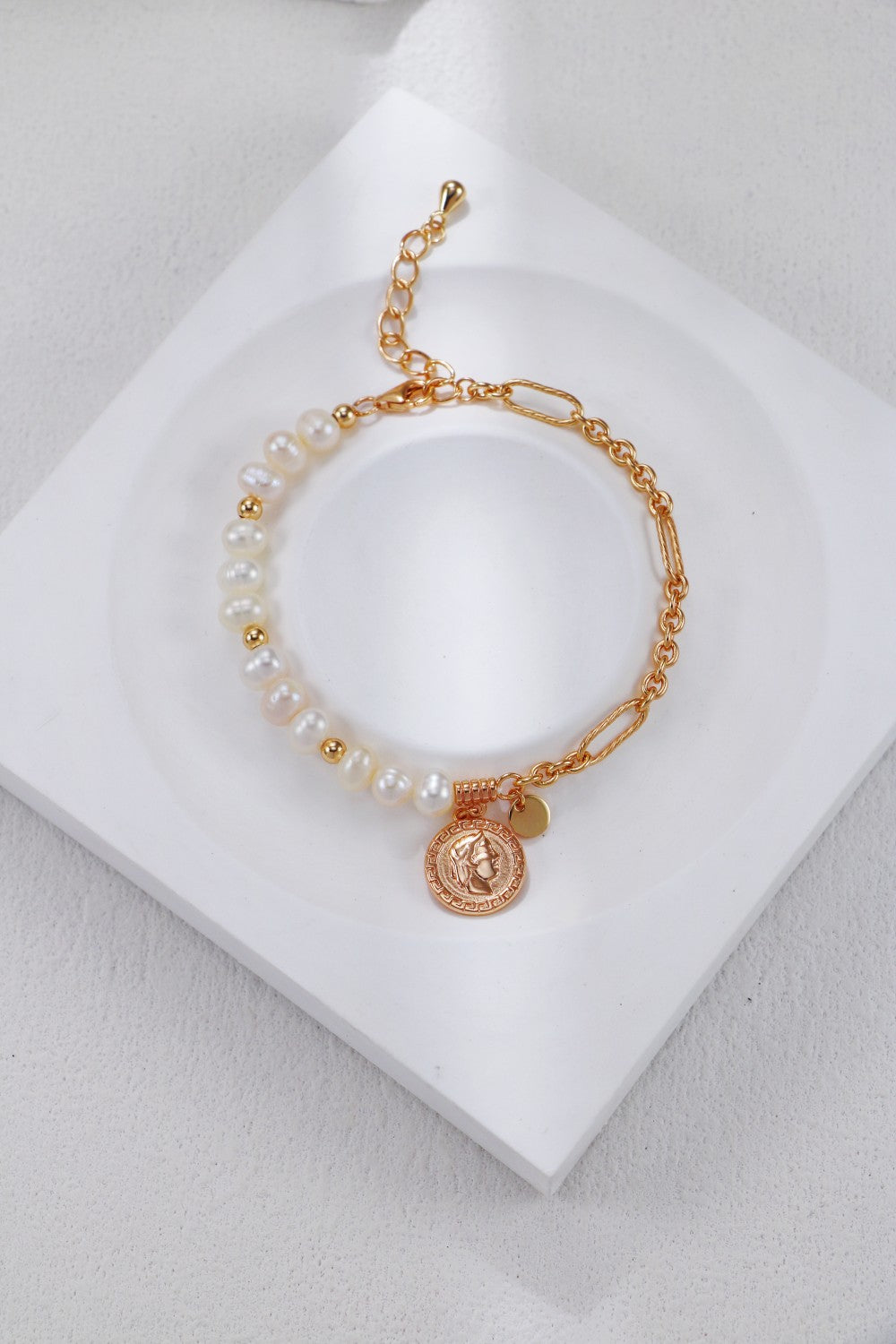 S925 Silver Vintage Gold Natural Pearl Bracelet and Necklace Set