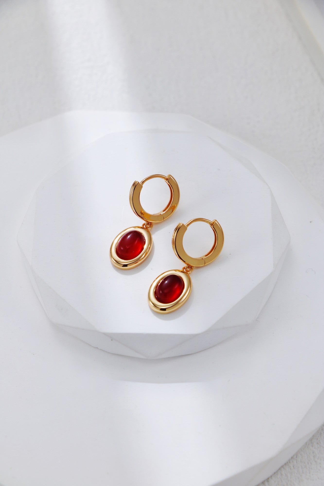 S925 Silver Vintage Gold Red Agate Earrings and Pendant